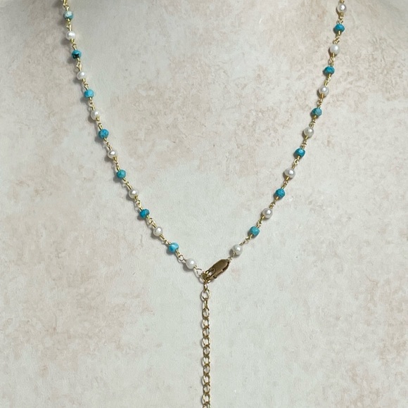 Turquoise and Pearl pendant necklace - Picture 5 of 8